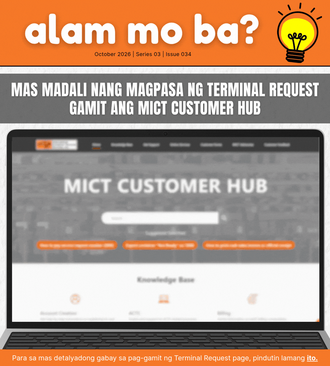 Advisory #034: Alam Mo Ba? Mas madali nang magpasa ng terminal request gamit ang MICT Customer Hub